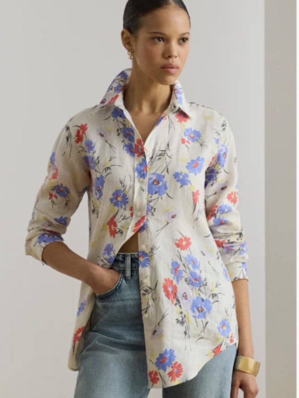Lauren Ralph Lauren Women's Relaxed Fit Collared Shirt (L) - Picture 6 of 7